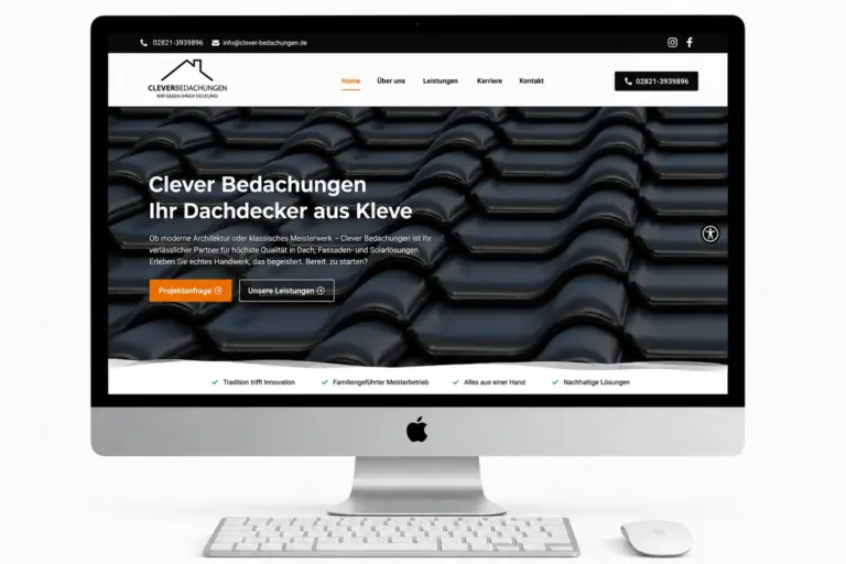 Webdesign Referenz Clever Bedachungen – Dachdeckerei